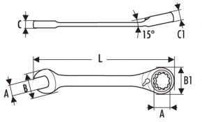 EXPERT RATCHETING WRENCH 15 MM