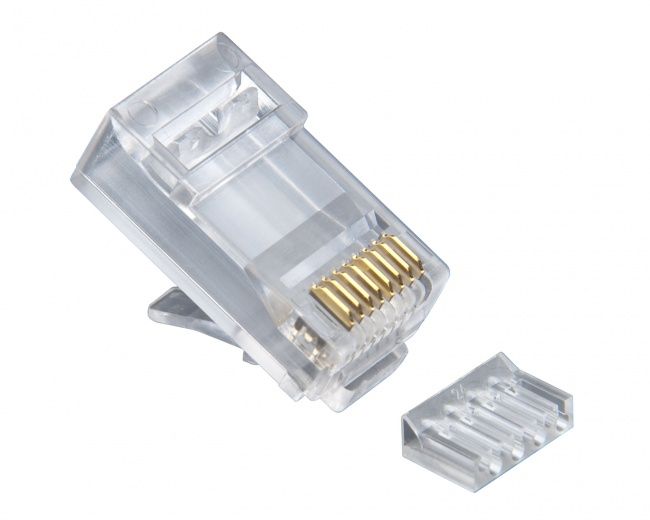 RJ45 (8P8C) Cat6 2 pc. Round Solid 3-Prong.  100/Jar.