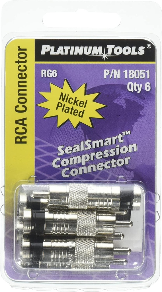 RCA RG6 Compression, Nickel Pl.  6/Clamshell.