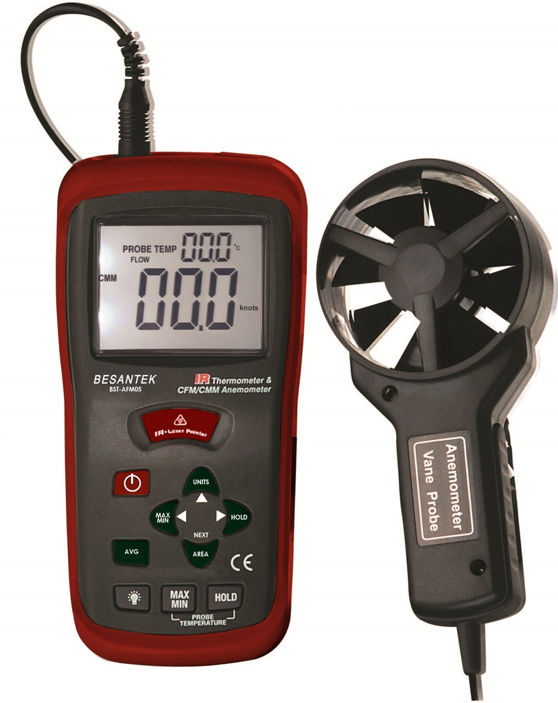 BESANTEK IR Thermometer & CFM/CMM Vane Anemometer جهاز قياس سرعة الهواء بيسانتك