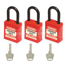 LOTO PADLOCK WITH REGULAR SHACKEL RED