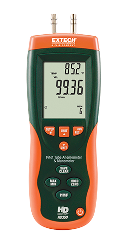 EXTECH PITOT TUBE ANEMOMETER+ DIFRENTIAL MANOMETER اكستيك جهاز قياس الهواء والضغط