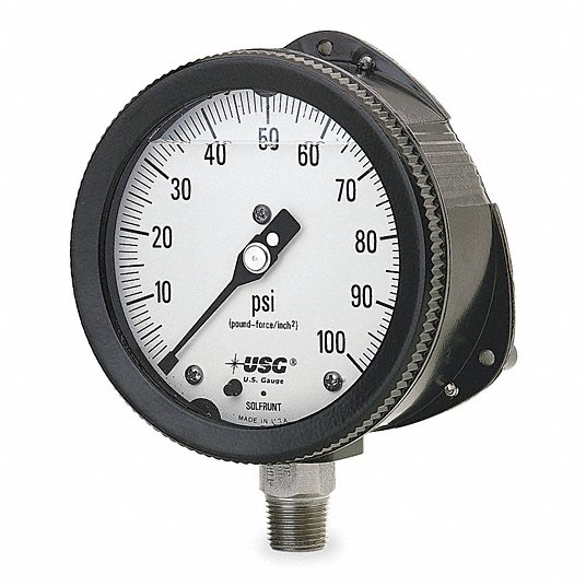 USG PRESSURE GAUGE BACK SIDE PIPE 1/2IN 100PSI