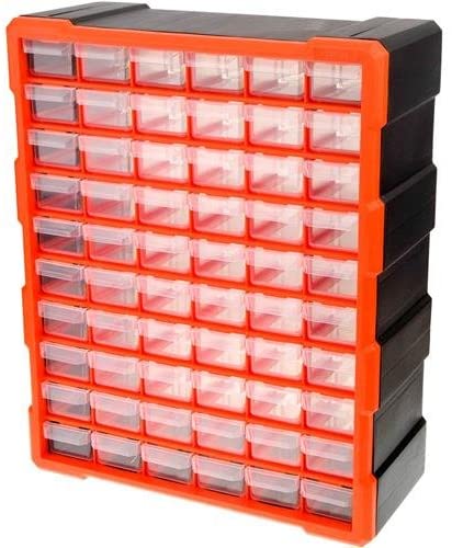 Tactix 320638 60 Drawer Cabinet, Black/Orange