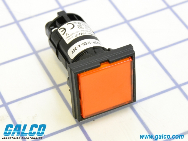 HW2P-1FQD-Y-24V Pilot Lights (Assembled), Square Flush, Plastic Bezel, Yellow pilot with White