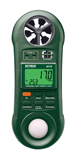 [45170] EXTECH ENVITONMENTAL METER جهاز قياس الرطوبة والحرارة وسرعة الهواء  وقياس قوة الاضاءة