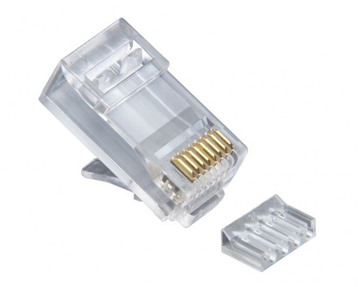 [106188J] RJ45 (8P8C) Cat6 2 pc. Round Solid 3-Prong.  100/Jar.