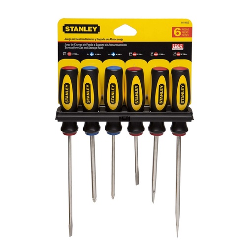 [60-060] Stanley 60-060 Standard Fluted Screwdriver Set, 6-Piece